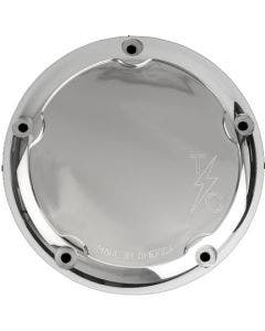 Thrashin Supply Polished Silver Dished Billet Derby Cover 5-Hole Evo TSC-3011-2