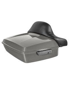 Hogworkz Gauntlet Gray Chopped Tour Pack Full Backrest Chrome Hardware for Harley FLH '97-'24