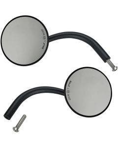 Biltwell 6503-400-132 Black Perch Mount 4" Round Utility Mirrors - Harley Metric
