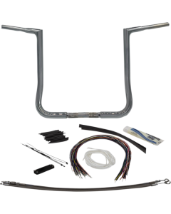 FBI Fat Baggers 1-1/4 Chrome 16 EZ Install Flat Top Handlebar Harley Batwing 98-13