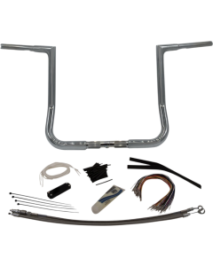 FBI Fat Baggers 1-1/4 Chrome 14 EZ Install Flat Top Handlebar Harley Batwing 98-13