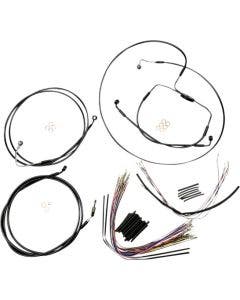 Magnum XR Handlebar Cable Install Kit All Black 14-17 Rise Harley 08-13