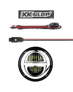 XK Glow 5.75" Chrome Headlight RGB Motorcycle Smartphone App Control Harley Dyna