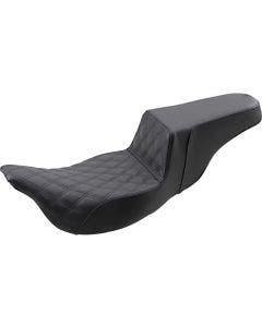 Saddlemen Black Step Up 2-Up Seat Front Lattice Stitched Harley Touring 08-Up
