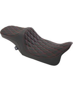 Drag Specialties Predator III 2-Up Seat Red Double Diamond Harley Touring 97-07