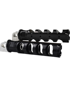 Accutronix Black Muzzle Brake Folding Footpegs Pair Harley Male Mount 