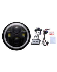 Custom Dynamics Black 5.75" ProGLOW Headlamp w/ RGB Halo & Controller