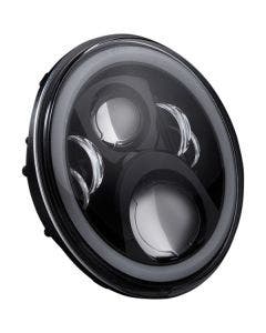 Custom Dynamics Black 7" Halo Headlamp w/ Adapter Harley Softail Touring 86-20