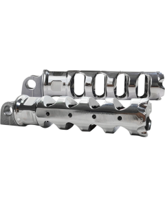 Accutronix Chrome Muzzle Brake Folding Footpegs Pair Harley Male Mount 