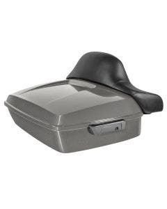 Hogworkz Gray Haze Chopped Tour Pack Full Backrest Chrome Hardware for Harley FLH '97-'24