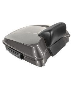 Hogworkz Gray Haze Chopped Tour Pack w/ Slim Backrest Black Hardware for Harley FLH '97-'24