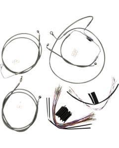 Magnum XR Handlebar Cable Install Kit Stainless Chrome 15-17 Rise Harley 08-13