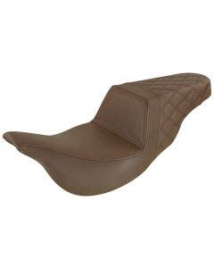 Saddlemen Brown Step Up 2-Up Seat Rear Lattice Stitched Harley Touring 08-Up