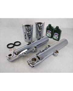 Harley Davidson 49mm OE Front End Chrome FLH Lower Legs Sliders Boots Oil 14-22