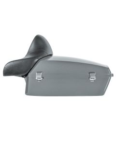 Hogworkz Gunship Gray Chopped Tour Pack Full Backrest Chrome Hardware for Harley FLH '97-'24