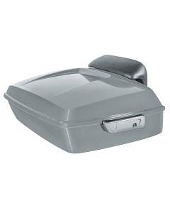 Hogworkz Gunship Gray Chopped Tour Pack Slim Backrest Chrome Hardware for Harley FLH '97-'24