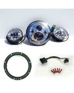 Harley LED Projector Daymaker Chrome 7" Headlight Kit Incl. Passing Lamps & Adapters