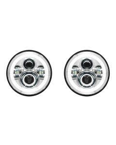 Hogworkz Chrome 7" Halo LED Headlights For Jeep Wrangler CJ-5 CJ-7 TJ JK JL