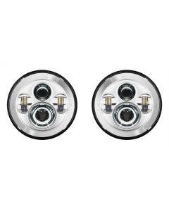 Hogworkz Chrome 7" LED Headlights For Jeep Wrangler CJ-5 CJ-7 TJ JK JL