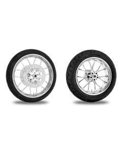 PM Heathem Chrome Wheels Package Set With Tires Harley 09-18