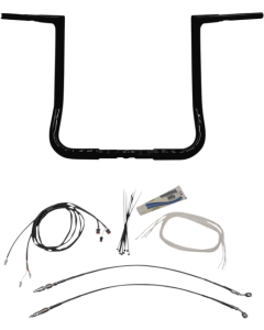 FBI Fat Baggers 1-1/4 Black 16 EZ Install Flat Top Handlebar Harley Batwing 14-20