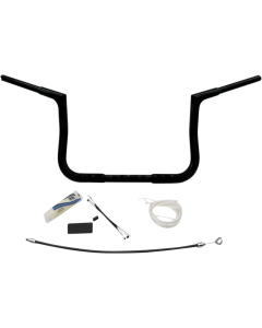 FBI Fat Baggers 1-1/4 Black 10 EZ Install Flat Top Handlebar Harley Batwing 98-13