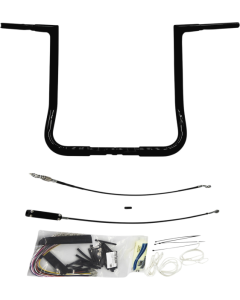 FBI Fat Baggers 1-1/4 Black 16 EZ Install Flat Top Handlebar Harley Batwing 98-13