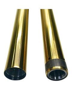 Pro-One Hard Gold 49MM Fork Tube Pair 22.875 Length Harley Touring 14-21