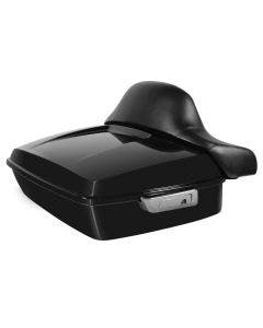 Hogworkz Vivid Black Chopped Tour Pack Full Backrest Chrome Hardware for Harley FLH '97-'24