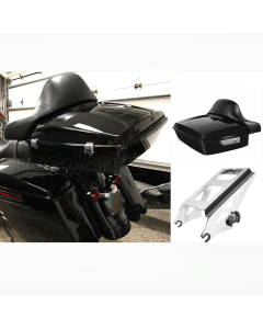 Hogworkz Vivid Black Chrome Hardware Chopped TourPak w/ Full Backrest & Mount