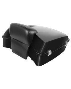 Hogworkz Vivid Black Chopped Tour Pack Slim Backrest Chrome Hardware for Harley FLH '97-'24