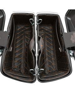 Hogworkz OEM Harley Standard Saddlebag Liners '14-'24 Black w/ Orange Stitching