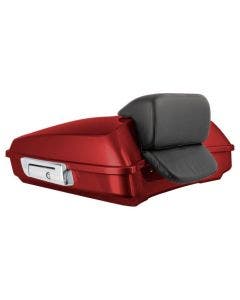 Hogworkz Red Hot Sunglo Razor Tour Pack Slim Backrest Chrome Hardware for Harley FLH '97-'24