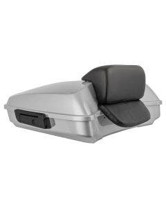 Hogworkz Brilliant Silver Pearl Razor Tour Pack Slim Backrest Black Hardware for Harley® FLH '97-'24