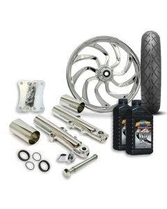 RC 21" Hydro Wheel Tire & Complete Chrome Front End Package Harley 14-22 FLH