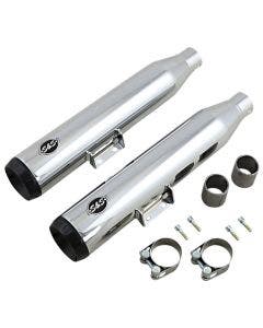S&S 550-0757B Chrome Grand National 50 State Slip-On Mufflers Harley Softail 18+