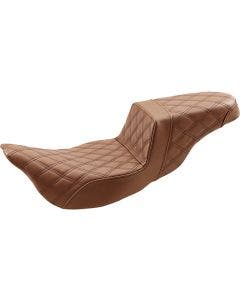 Saddlemen Brown Step Up 2-Up Seat Full Lattice Stitch Harley Touring 08-Up