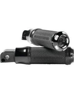 Performance Machine Black Cut Passenger Apex Footpegs Harley M8 Softails 18-Up