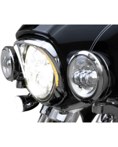 Ciro 45205 Fang LED Headlight Accent Bezel Chrome Harley Batwing Touring 14-Up