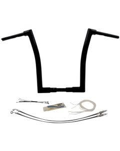 FBI Fat Baggers Black 1-1/2" EZ Install Flat Top 16" Handlebar Harley FLTR 15-20