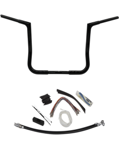 FBI Fat Baggers 1-1/4 Black 14 EZ Install Flat Top Handlebar Harley Batwing 98-13