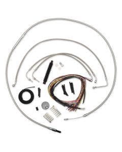 La Choppers Complete Stainless Cable Line 15"-17" Kit Harley 14-15 FLHR W/O ABS