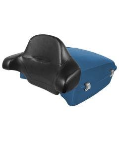 Hogworkz Legend Blue Denim Chopped Tour Pack Full Backrest Chrome Hardware for Harley FLH '97-'24