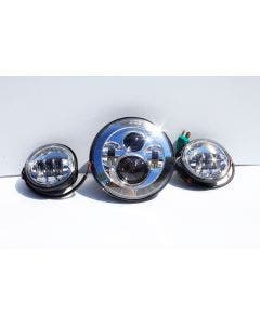 New 7" Led Projector Daymaker Headlight & Passing Lights - Harley Touring Chrome