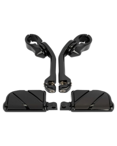 Hogworkz Long Angled Adjustable Highway Foot Pegs & Clamps Black for Harley