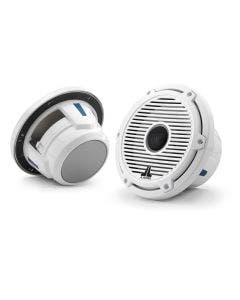JL Audio 7.7-Inch Marine Coaxial Speakers Gloss White Classic Grill Black Mesh