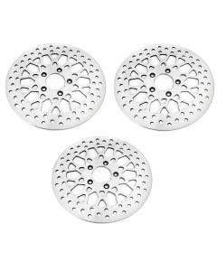 DNA High Polished Mesh Dual Front & Rear 11.5 Disc Rotors Harley Touring 00-07 | M-RT-2162