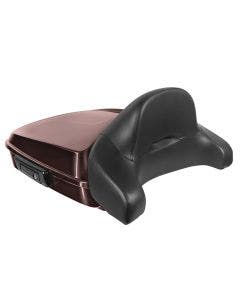 Hogworkz Midnight Crimson Chopped Tour Pack Full Backrest Black Hardware for Harley FLH '97-'24