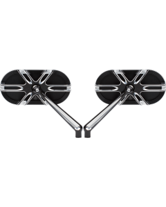 Arlen Ness 13-164 & 13-166 Black Right & Left Deep Cut Mirrors Universal PAIR