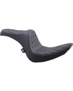 Drag Predator III 2-Up Double Diamond Vinyl Seat Silver Sti Harley Softail 06-17